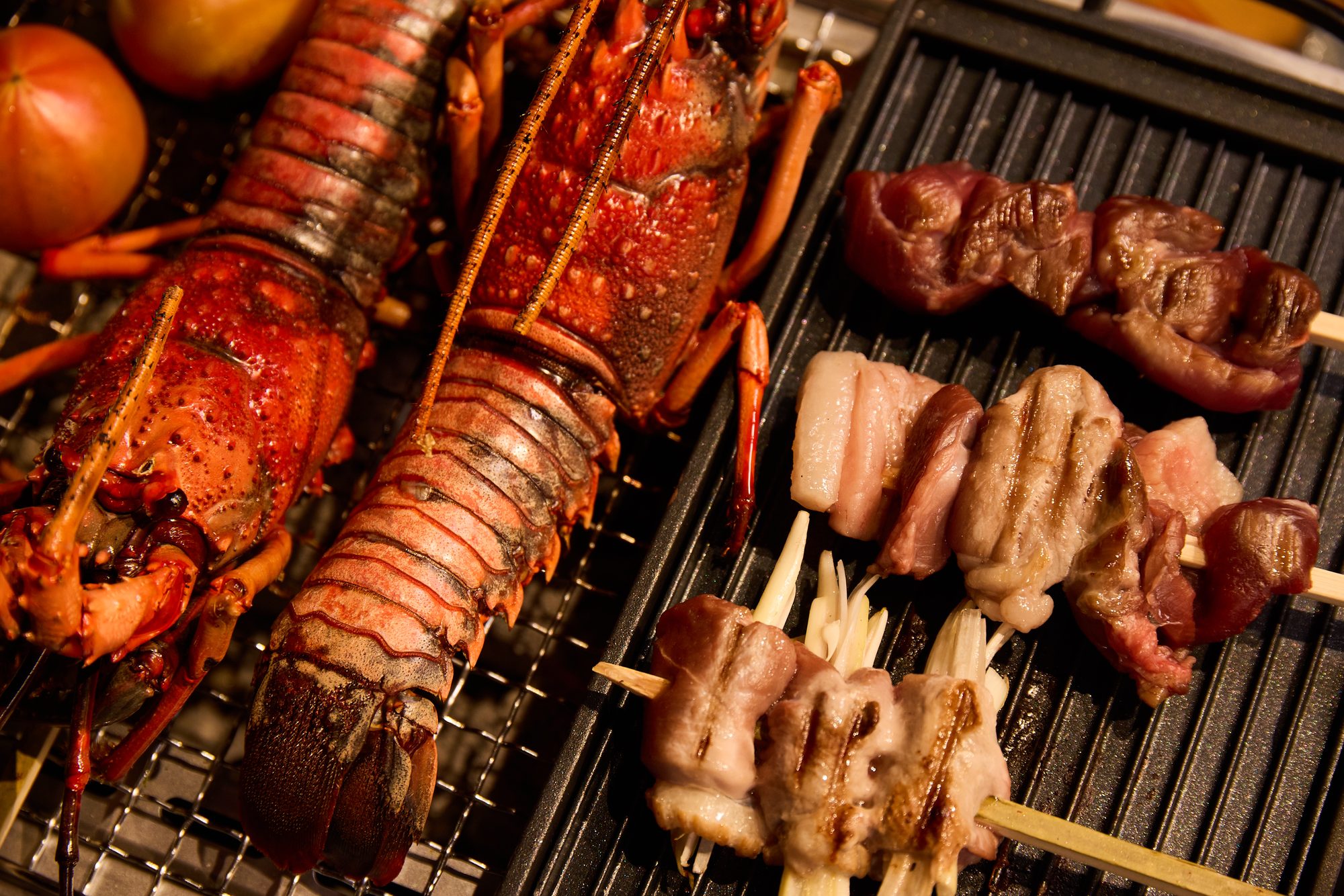 Seafood from Boso grilled over charcoal
