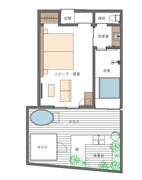 はなれ サウナ付き客室の平面図